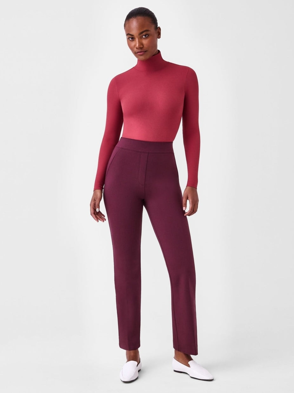 NEW SPANX Size S High-Rise Ankle Slim Pants in Burgundy Plum